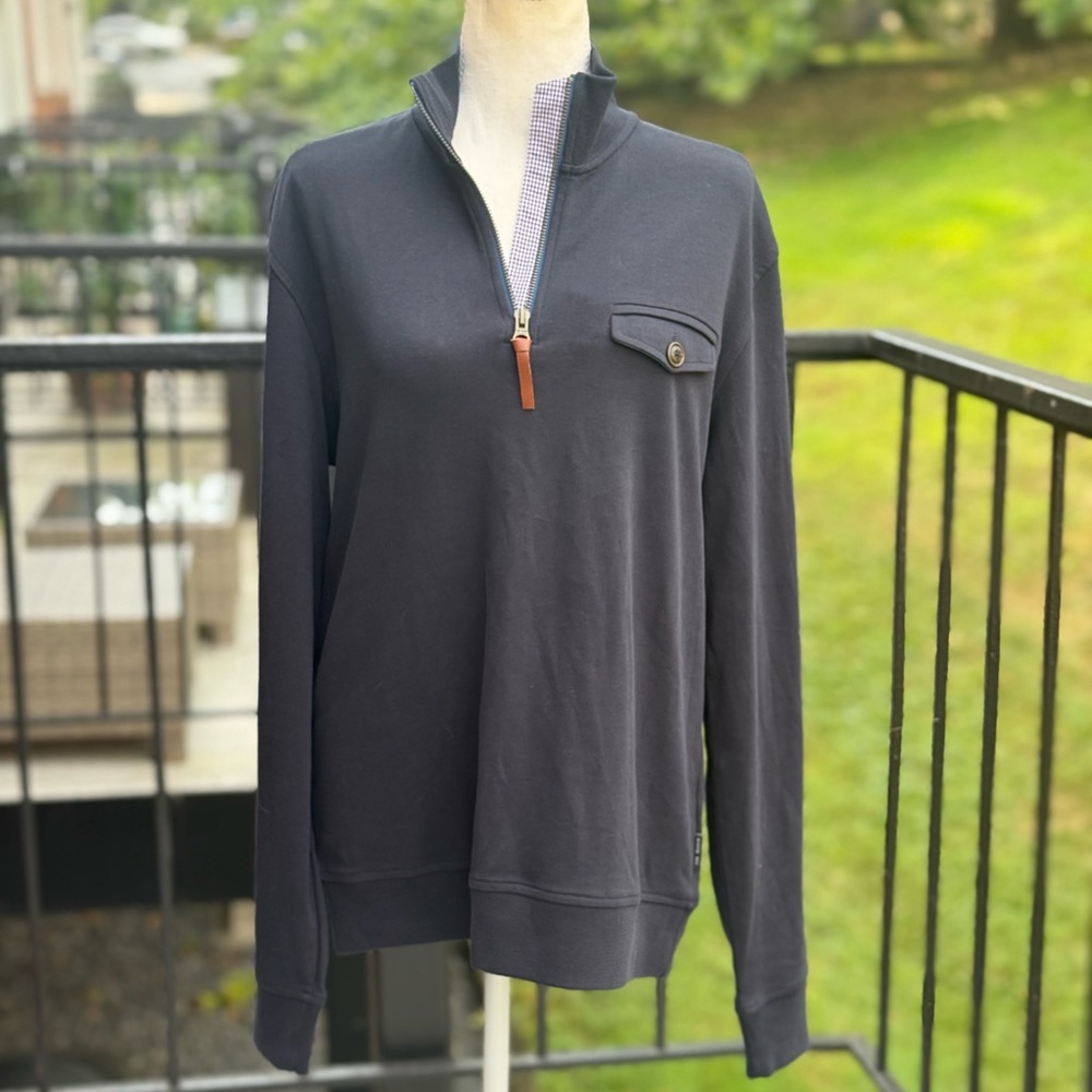 Ted Baker Navy Half-Zip Pullover with Button Pocket Size 4 (Large) - Picture 7 of 12